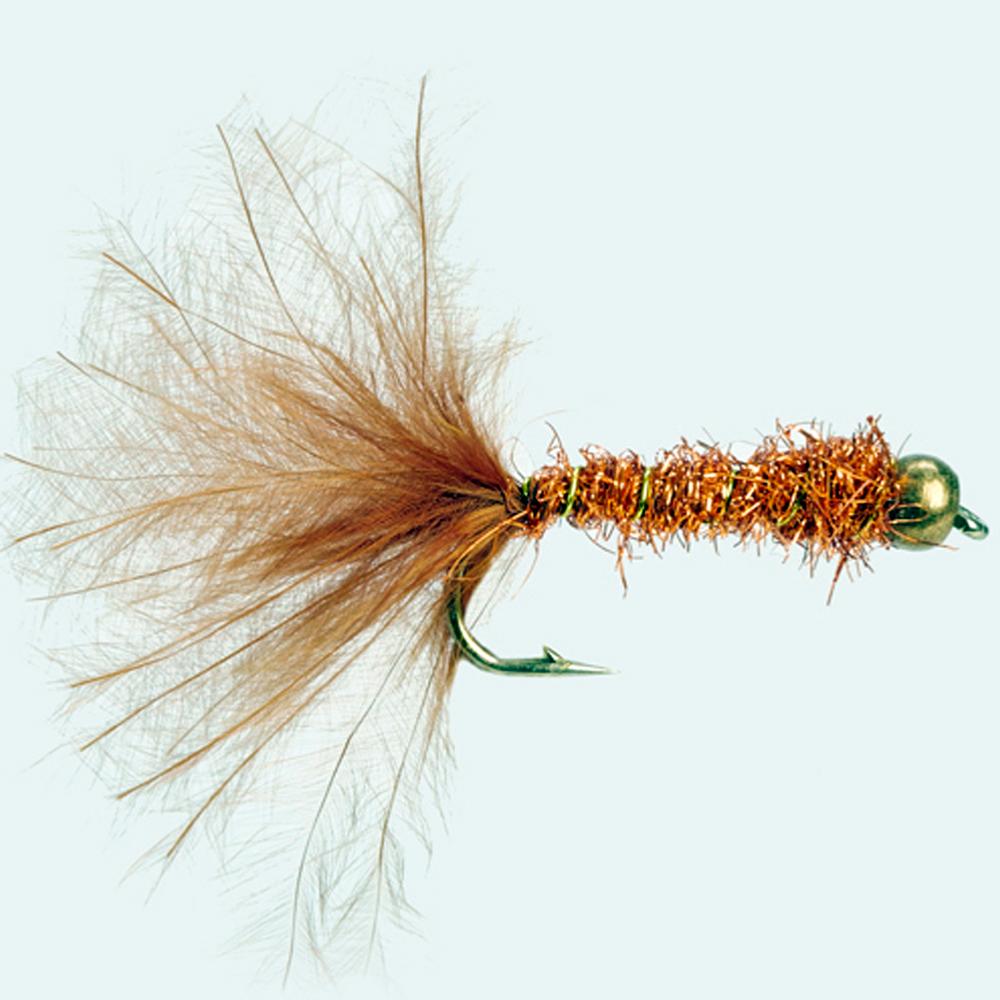 Turrall Damsel Nymphs Bead Head Fiery Brown Trout Flies, Fly Fishing Flies
