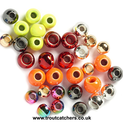 CHOICE OF COLOUR PACK OF 25 X 3.8MM CERAMIC OR PLASTIC BEADS FOR FLY TYING 