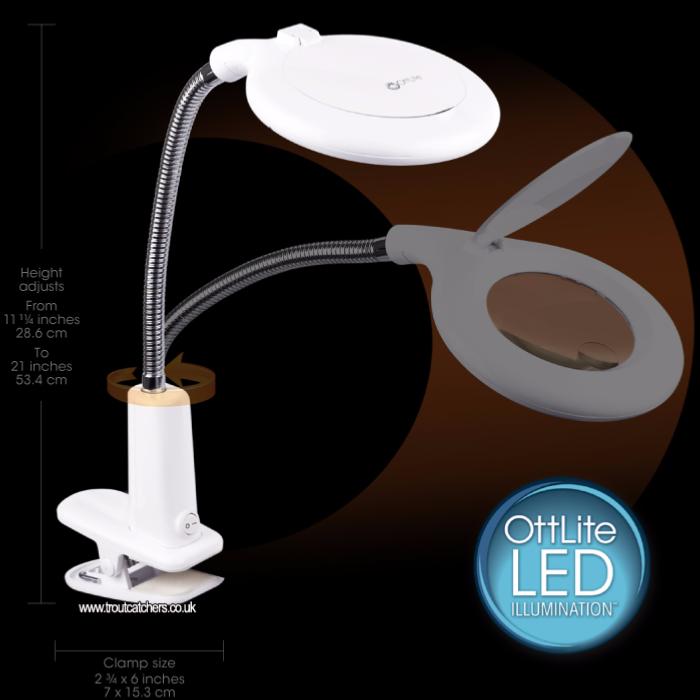 OttLite LED Clipon Light & Magnifier Fly Tying troutcatchers