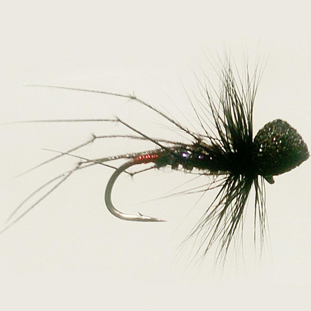 Lot De 3 Mouches Artificielles Black Hopper Pour La Truite - Taille 12, Avec Côte Rouge, UK