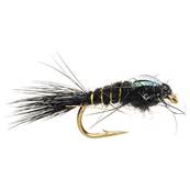 Turrall Gold Ribbed Hares Ear Flashback Black Standard Nymph Trout Fly