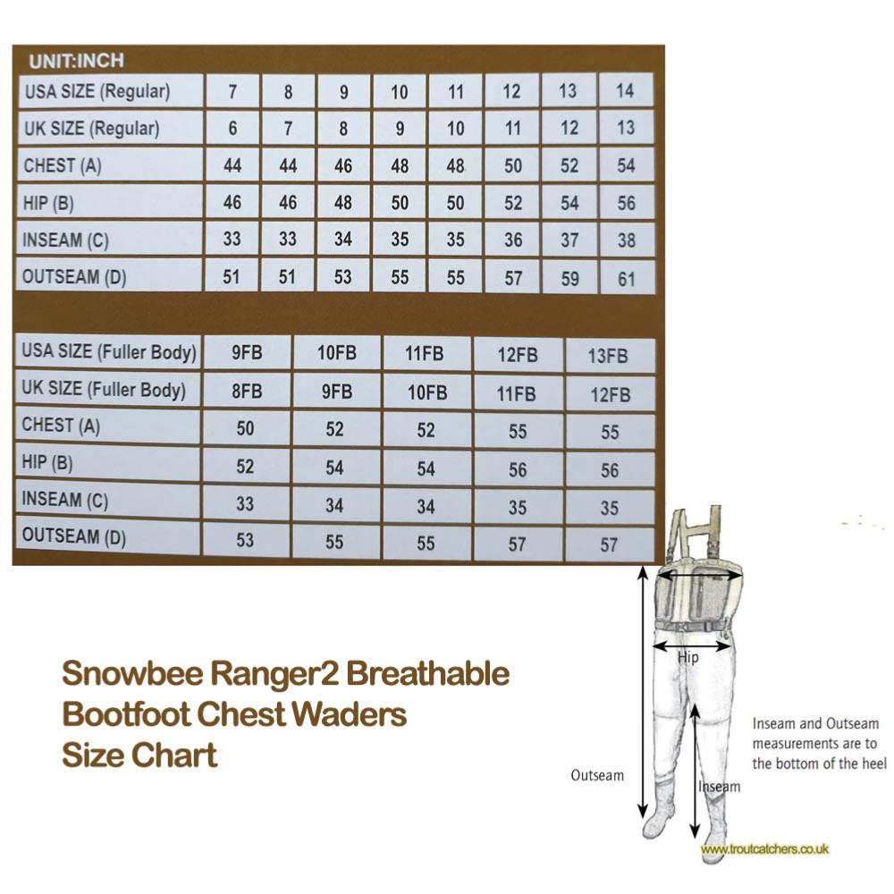 Snowbee Ranger Breathable Bootfoot Chest Wader FB Fishing Waders